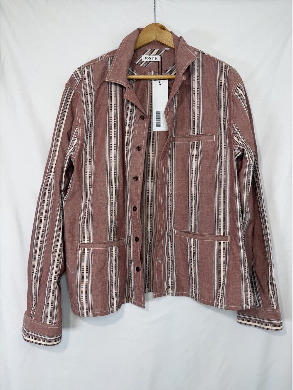 NWT Kotn Men's Agami Shirt Apple Butter Stripe Camp Collar Cotton Size S